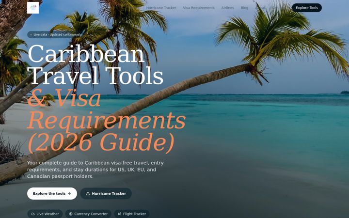 Screenshot of caribbeantraveltools.com