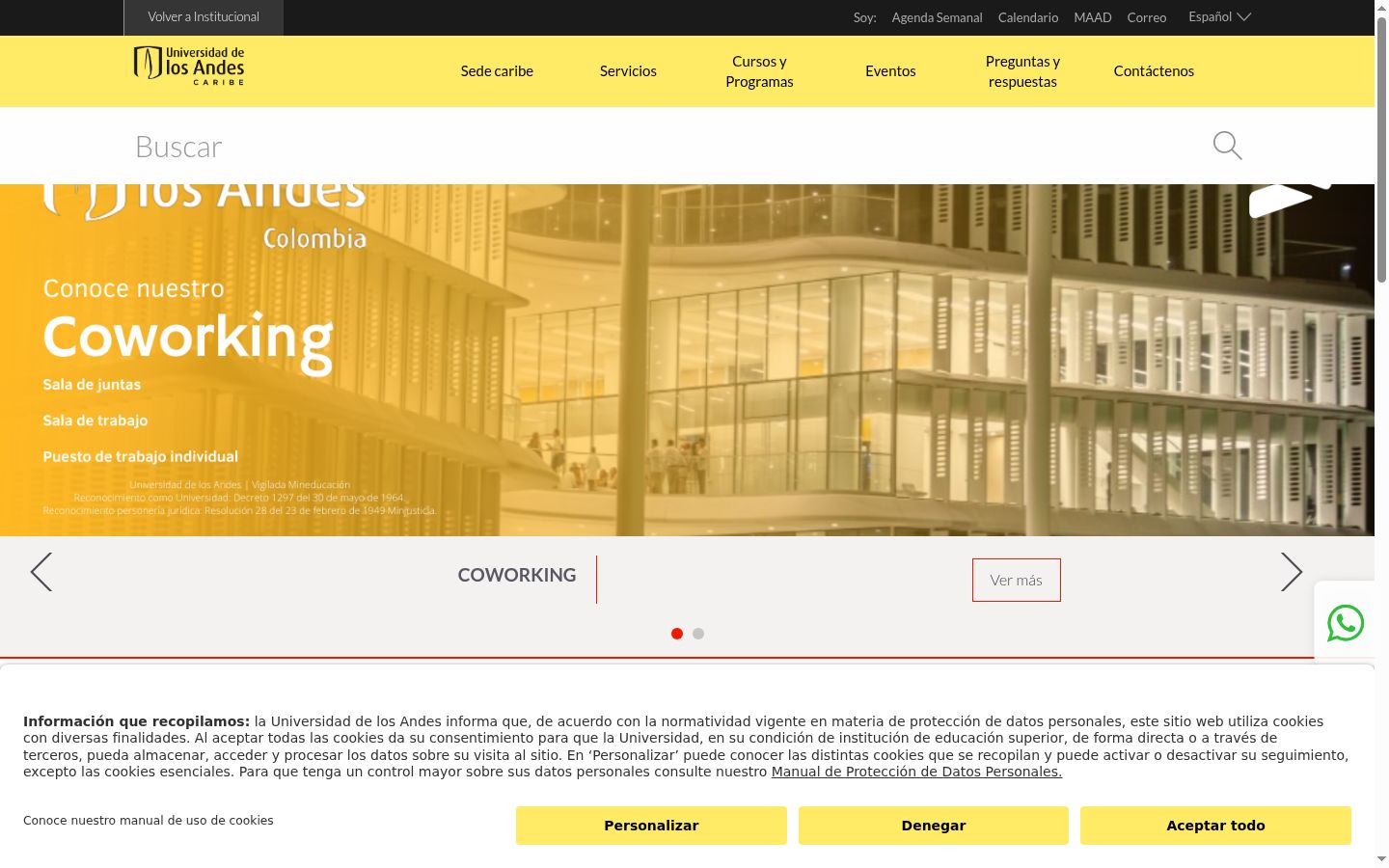 Capture d'écran de la bannière de consentement affichée avant toute interaction