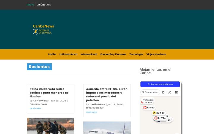 Screenshot di caribenews.net