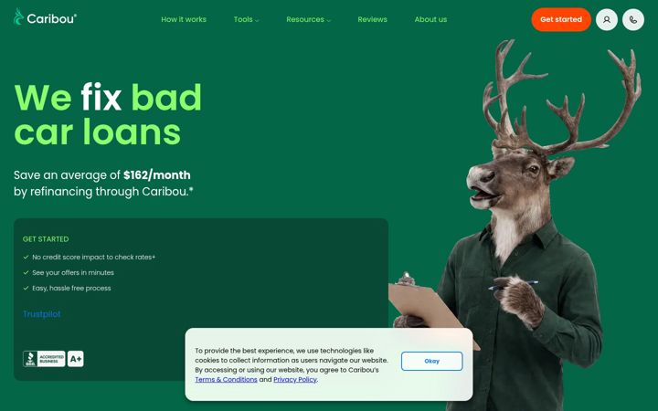 Screenshot of caribou.com