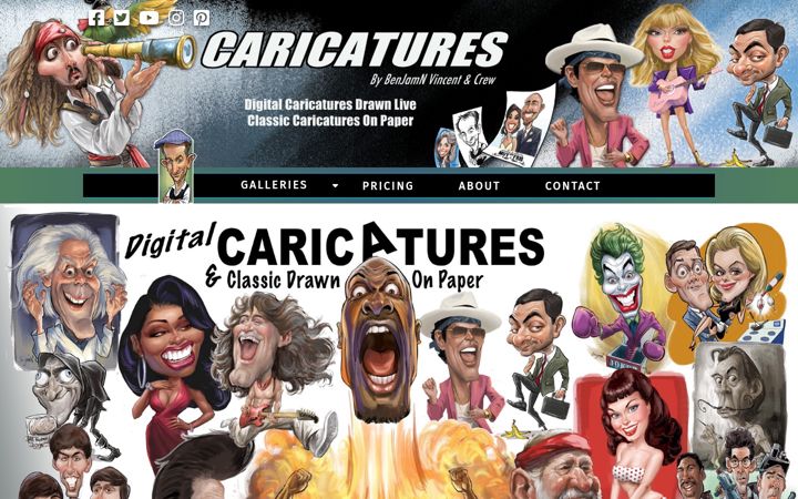 Screenshot of caricatureartists.biz
