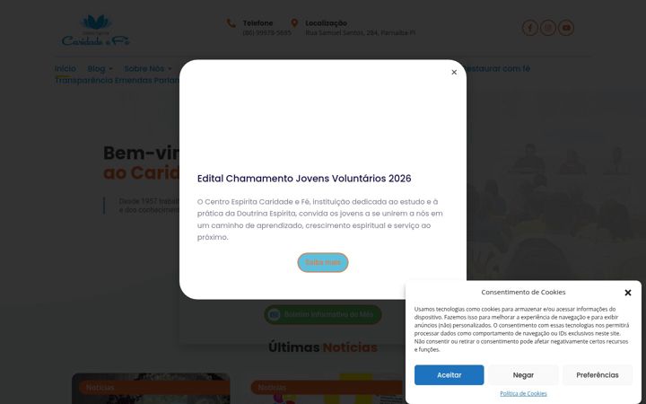 Skjámynd af caridadefe.org.br