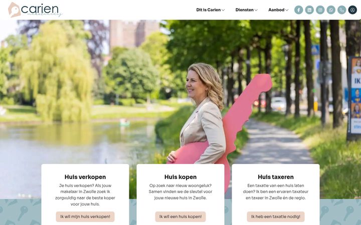 Screenshot of carienmakelaardij.nl