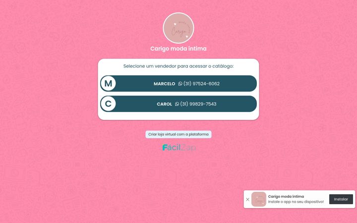 Screenshot of carigomodaintima.com.br