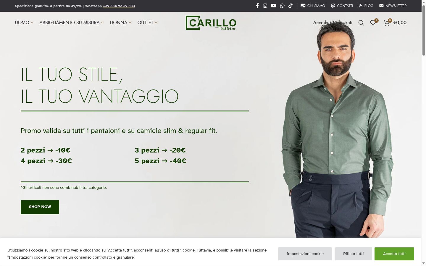 Captura de ecrã do banner de consentimento apresentado antes de qualquer interação