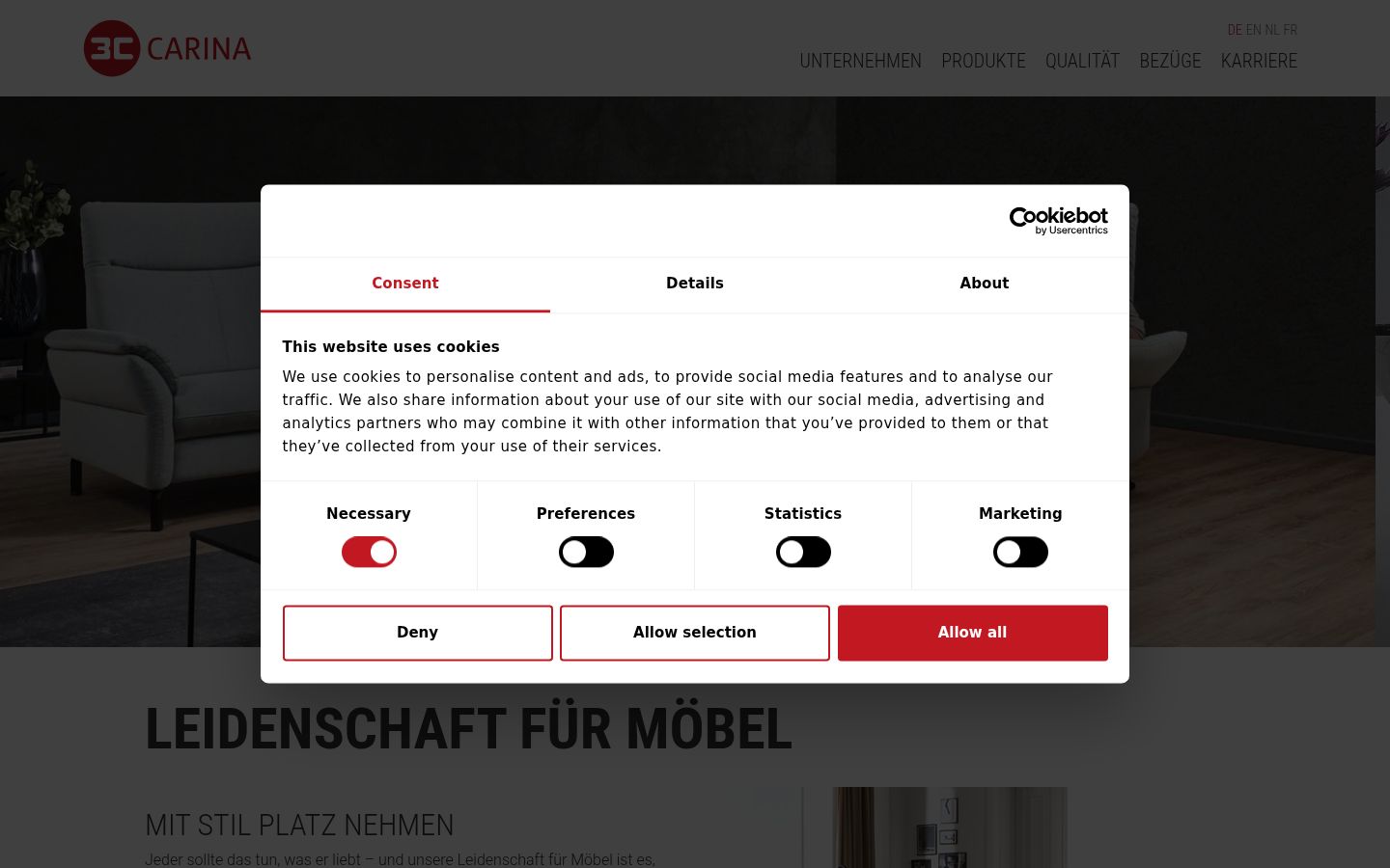 Screenshot tal-banner tal-kunsens muri qabel kwalunkwe interazzjoni