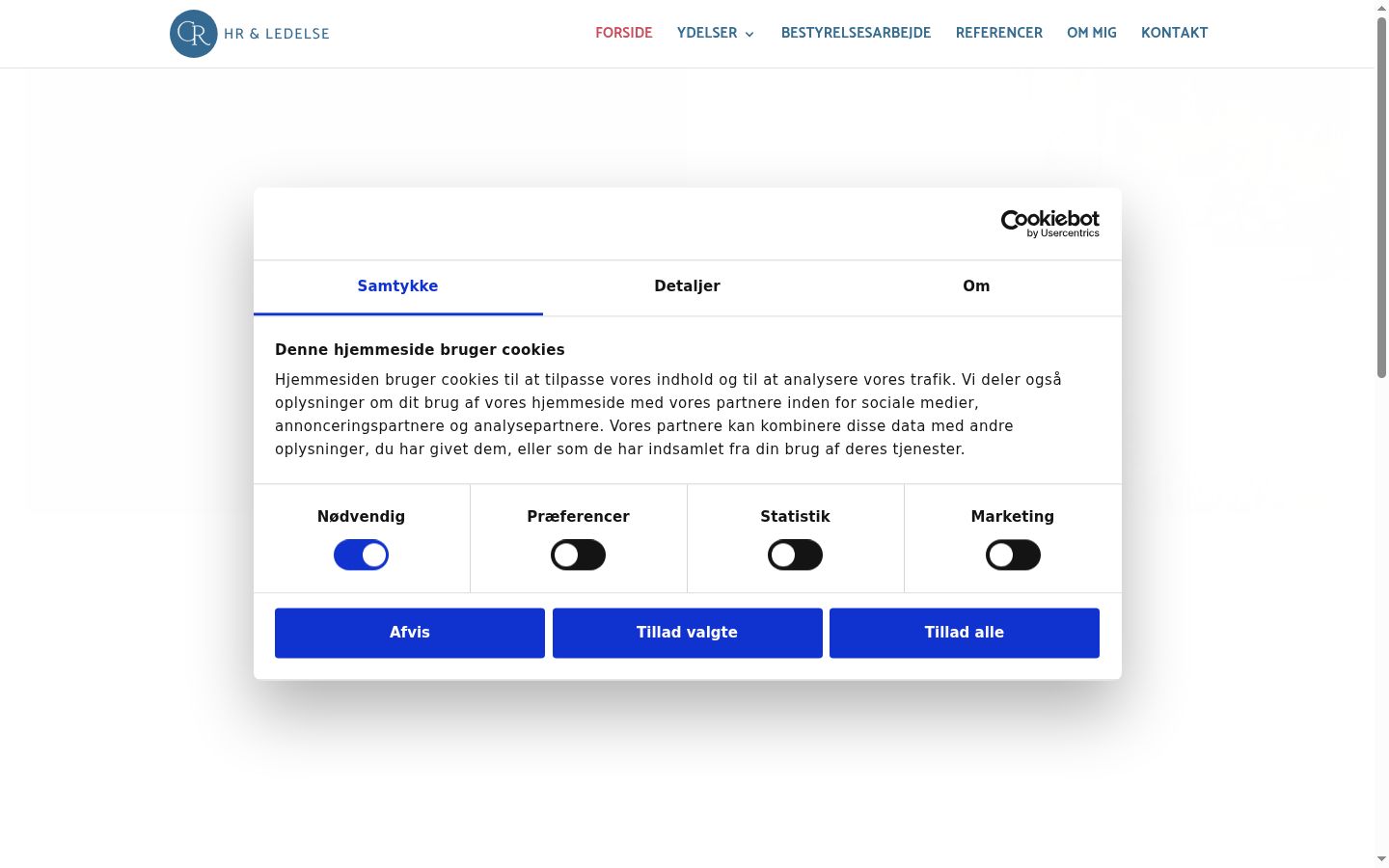 Screenshot del banner di consenso mostrato prima di qualsiasi interazione