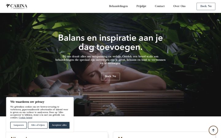 Screenshot of carinaspaenbeauty.nl
