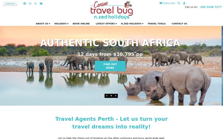 Screenshot of carinetravelbug.com.au