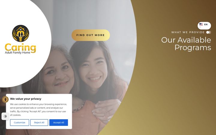 Screenshot of caringadultfamilyhomes.com