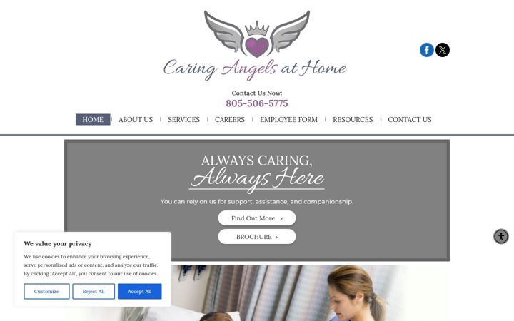 Screenshot of caringangelsathome.com