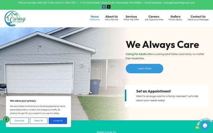 Screenshot of caringforadults.org