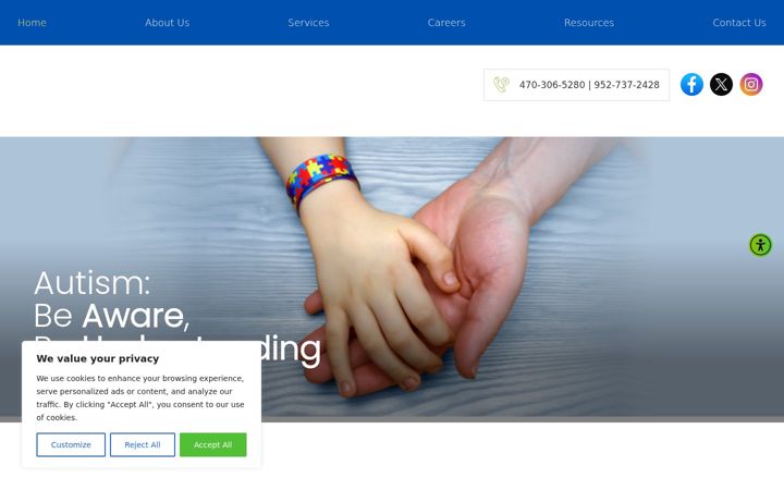 Screenshot of caringhandsautism.com