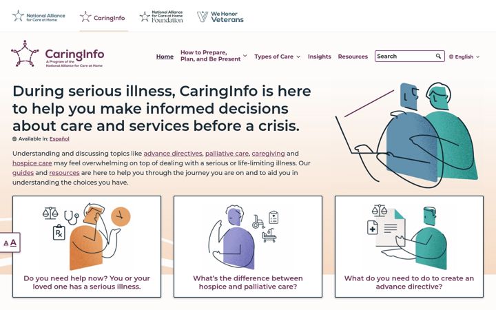 Screenshot of caringinfo.org