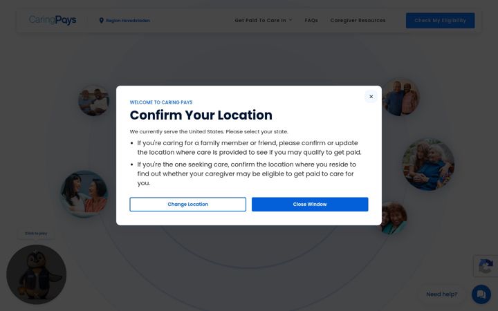 Screenshot of caringpays.com