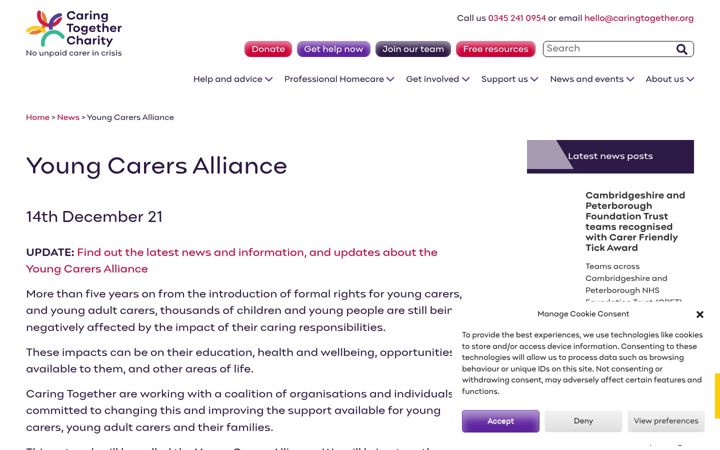 Screenshot van caringtogether.org