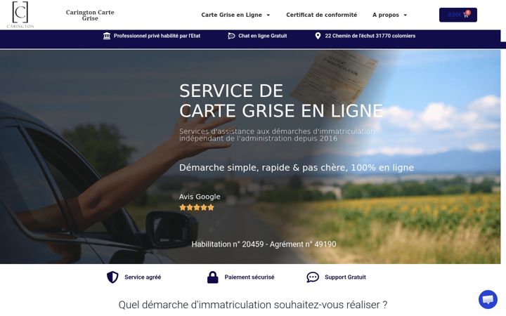 Screenshot of carington.fr