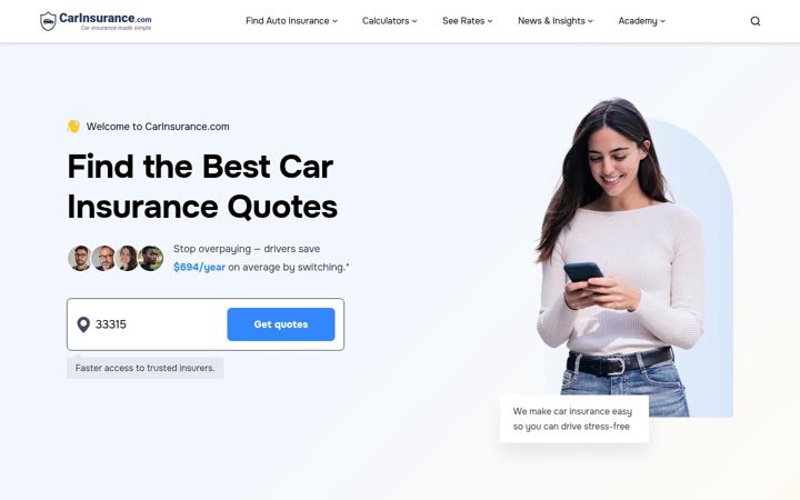 Screenshot του carinsurance.com