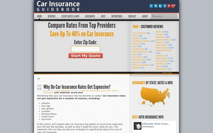 Screenshot of carinsuranceguidebook.com