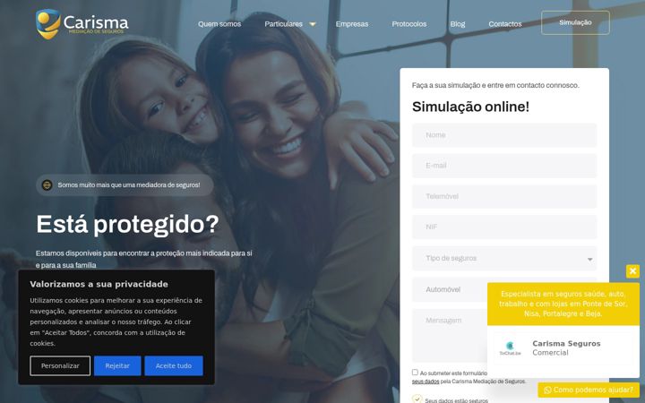 Ekraanipilt saidist carismaseguros.pt