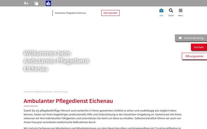 Screenshot ta' caritas-ambulanter-pflegedienst-eichenau.de