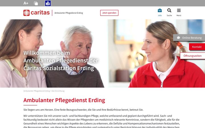 Screenshot ta' caritas-ambulanter-pflegedienst-erding.de