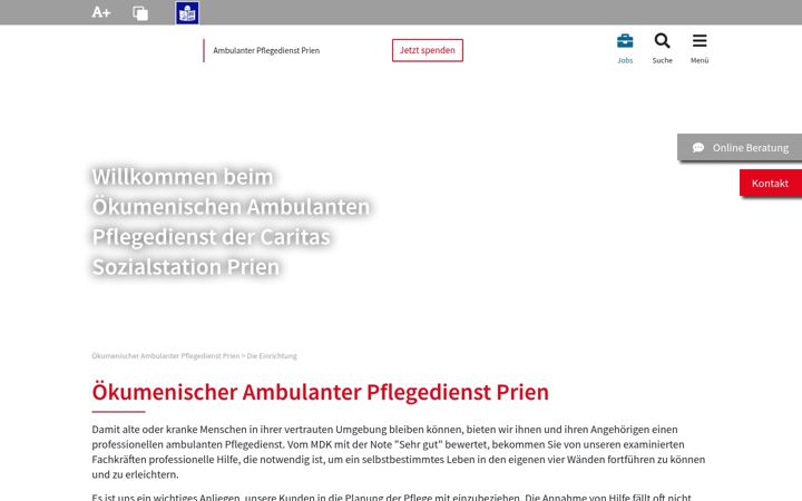 Screenshot ta' caritas-ambulanter-pflegedienst-prien.de