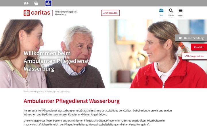 Screenshot ta' caritas-ambulanter-pflegedienst-wasserburg.de