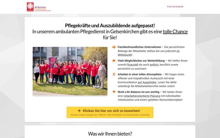 Screenshot of caritas-gelsenkirchen-karriere.com