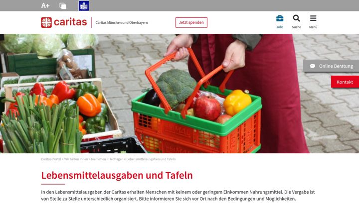Screenshot ta' caritas-grafinger-tafel.de