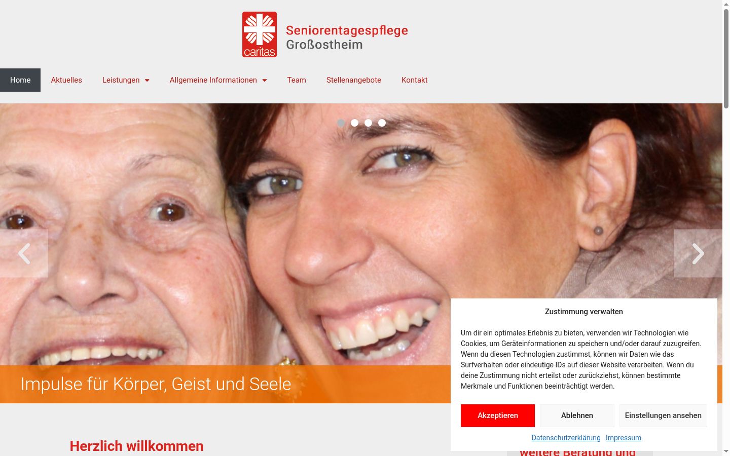 Screenshot des Einwilligungsbanners vor jeglicher Interaktion