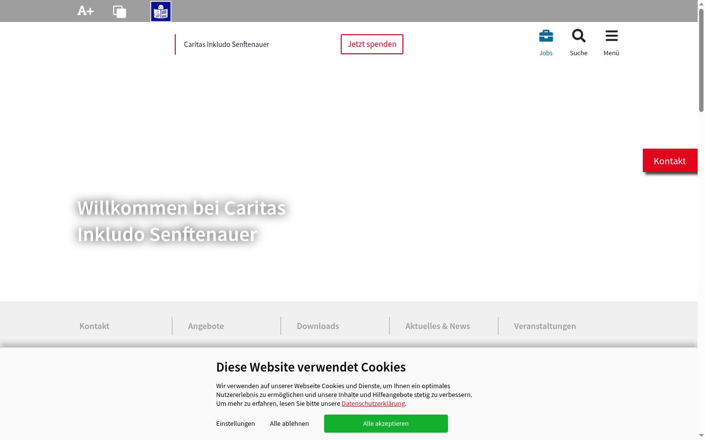Screenshot des Einwilligungsbanners vor jeglicher Interaktion