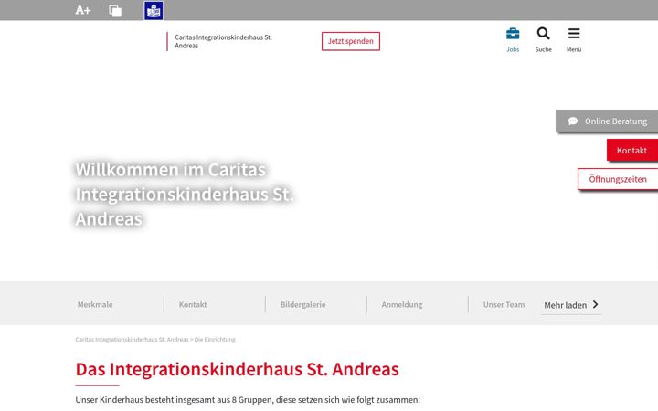 Screenshot ta' caritas-integrationskinderhaus-erna-eckstein-strasse.de