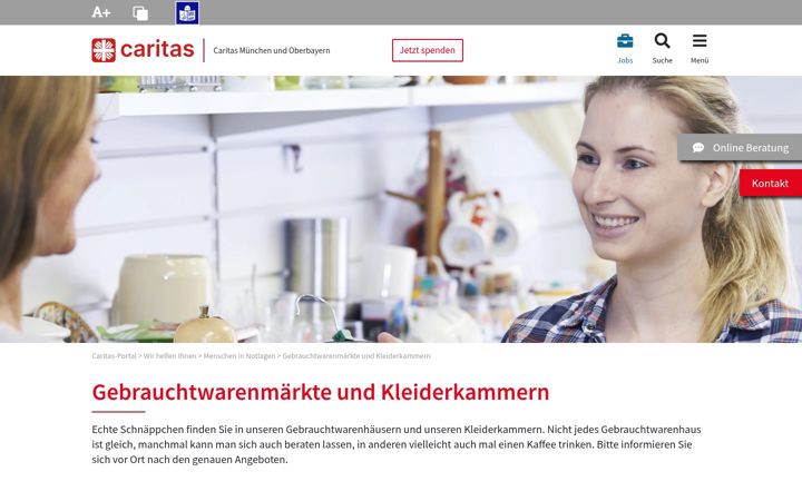 Screenshot of caritas-kleiderkammer-bad-aibling.de