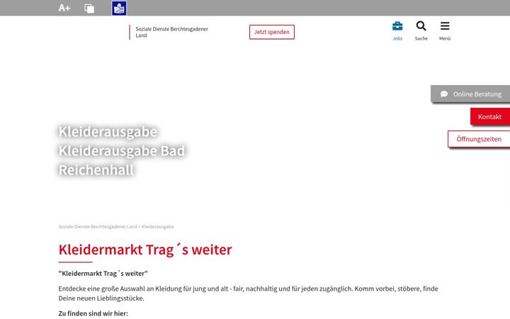 Screenshot of caritas-kleiderkammer-bad-reichenhall.de
