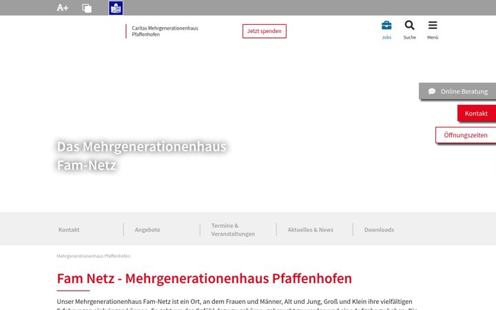 Screenshot of caritas-mehrgenerationenhaus-fam-netz.de