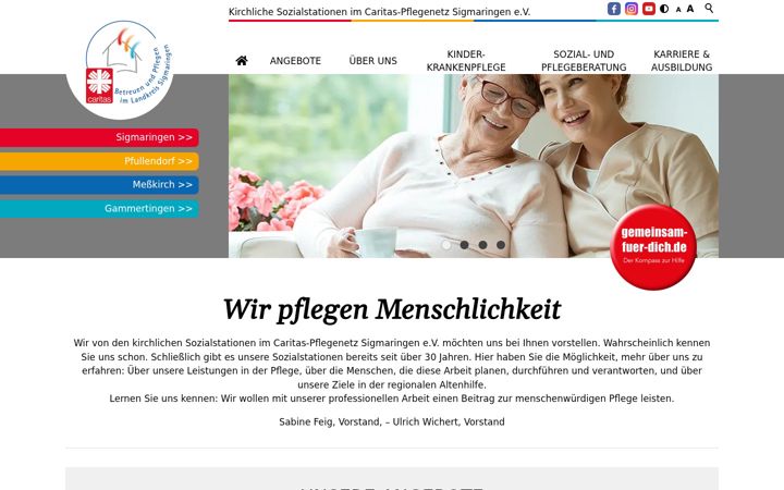 Screenshot of caritas-pflegenetz.de