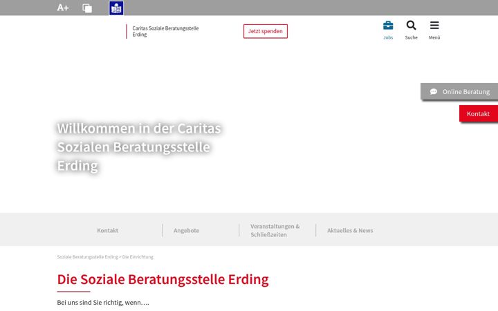 Screenshot di caritas-soziale-dienste-erding.de
