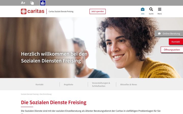 Screenshot of caritas-soziale-dienste-freising.de
