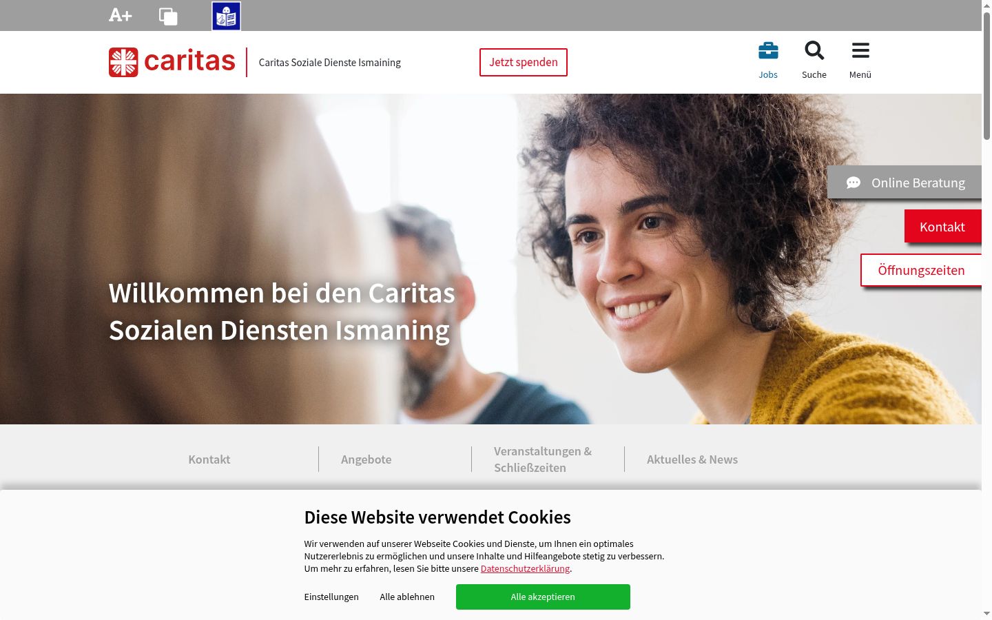 Capture d'écran de la bannière de consentement affichée avant toute interaction