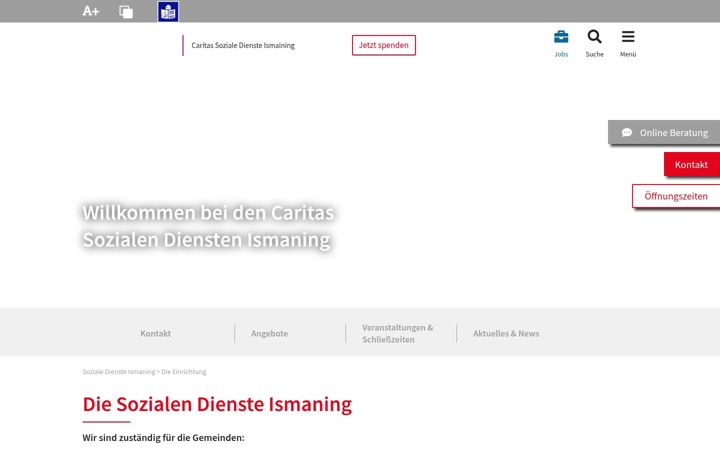 Screenshot of caritas-soziale-dienste-ismaning.de
