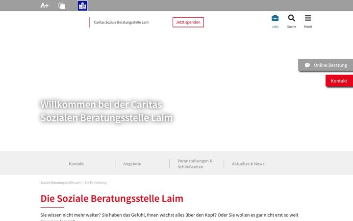 Screenshot of caritas-soziale-dienste-laim.de