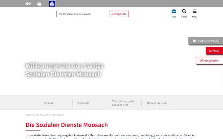 Screenshot of caritas-soziale-dienste-moosach.de