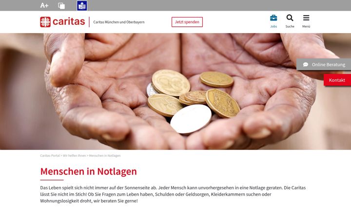 Screenshot of caritas-soziale-dienste-muenchen-west-wuermtal.de