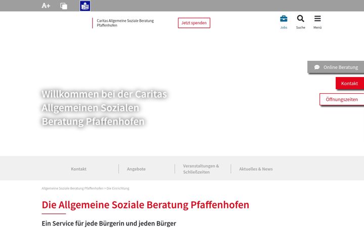 Screenshot di caritas-soziale-dienste-pfaffenhofen.de