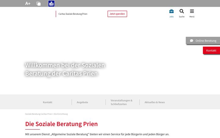 Screenshot di caritas-soziale-dienste-prien.de