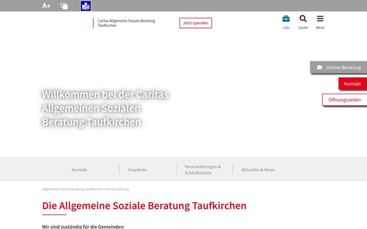 Screenshot of caritas-soziale-dienste-taufkirchen.de