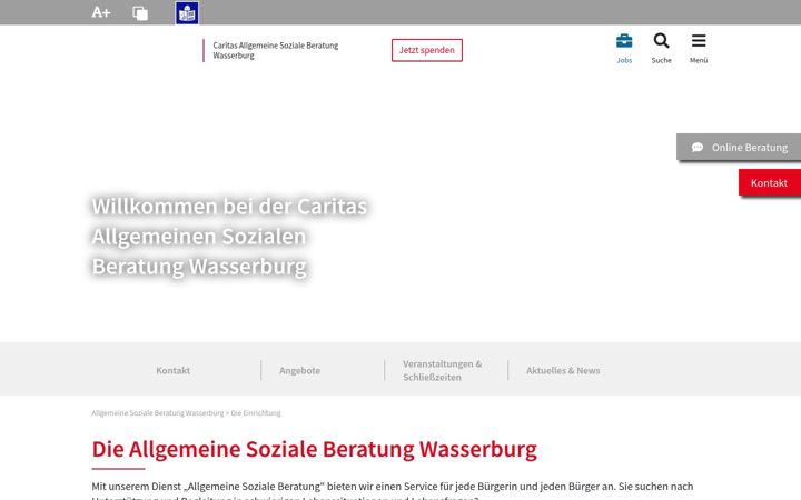 Screenshot of caritas-soziale-dienste-wasserburg.de