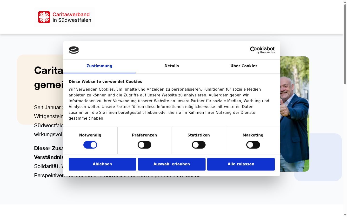 Screenshot of the consent banner shown before any interaction