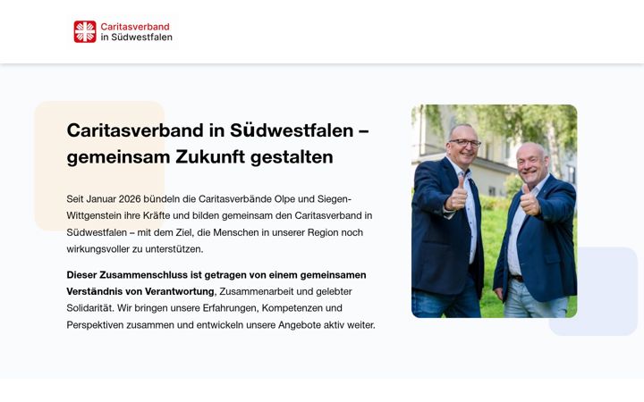 Screenshot of caritas-suedwestfalen.de